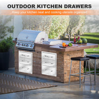 Tiroirs de cuisine extérieure Garvee en acier inoxydable – 35,6 cm L x 52 cm H x 58,4 cm P, parfaits pour les espaces barbecue et les cuisines extérieures