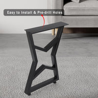 Pieds de table en métal Garvee 28 x 20 pouces, robustes, en fer forgé, réglables, pour tables de salle à manger et de jardin, noirs