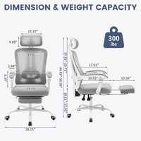 Garvee Chaise de bureau ergonomique en maille respirante et confortable, avec soutien lombaire et repose-pieds réglables