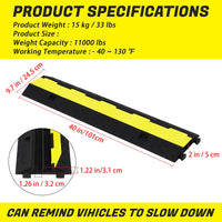 Ensemble de 3 pièces Garvee : rampe de protection de câbles à 2 canaux, capacité de charge de 11 000 lb, caoutchouc et PVC antidérapants pour parkings et chantiers de construction