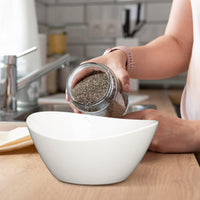 Ensemble de 4 grands bols ovales en porcelaine Garvee de 1,25 L (42 oz), 20 cm (8 po), blancs, empilables de façon ergonomique pour la cuisine et la table.