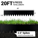 Garvee Bordure De Jardin En Acier Galvanisé 6 Pièces, antirouille, Flexible Pour Pelouse Et Massifs, Durable, Sans Fouille, Multi-Usage - 101.6 x 15.2 cm & lot de 6 & noir