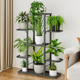 Support à plantes Garvee à 7 niveaux en métal avec pieds réglables, étanche, format d'angle pour salon, balcon, jardin, gain de place, noir