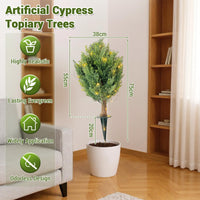 Garvee Lot de 2 cyprès artificiels en boule de 76 cm avec piquet pour jardin et terrasse, verts, résistants aux intempéries et aux UV