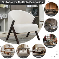 Fauteuil d'appoint Garvee style moderne du milieu du siècle, structure en bois, revêtement en lin, confortable, idéal pour le salon, la chambre ou le balcon.