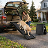 Garvee Rampe pour Chien Pliable en Aluminium 1,3 mm, Tissu Non Tissé Antidérapant, Large et Légère, pour Voiture, Maison et Voyage, 160 × 50,8 cm - Noir