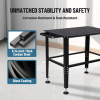 Table de soudage Garvee 91 x 61 cm (36 x 24 po) avec une capacité de charge de 680 kg (1 500 lb), trous de fixation de 16 mm (5/8 po), cadre en acier robuste pour atelier et garage, polyvalente et stable.