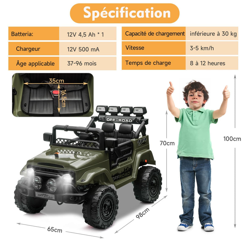 Ceinture de sécurité et suspensions de la voiture électrique enfant