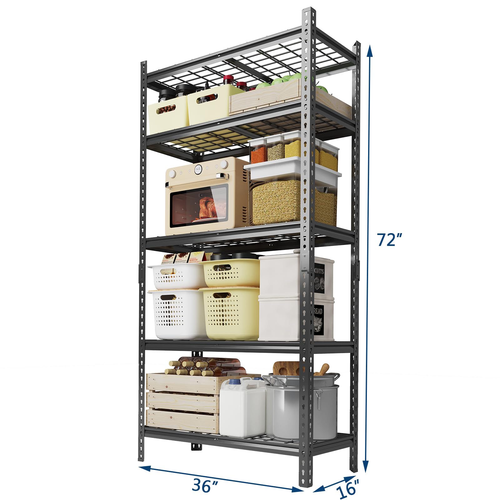 Système d'étagères de garage Garvee, capacité de charge de 1000 kg, 5 niveaux, réglable, acier SPCC, 91,4 cm x 40,6 cm x 182,9 cm, résistant aux rayures, polyvalent