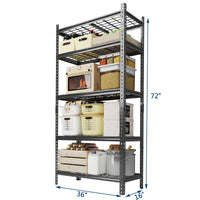 Système d'étagères de garage Garvee, capacité de charge de 1000 kg, 5 niveaux, réglable, acier SPCC, 91,4 cm x 40,6 cm x 182,9 cm, résistant aux rayures, polyvalent