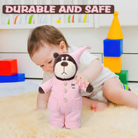 Ours en peluche interactif Garvee avec pyjama rose amovible pour enfants, doux et confortable, rose