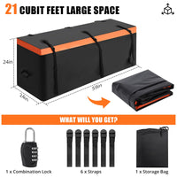 Sac de transport Garvee pour attelage, 21 pi³, bâche PVC imperméable et résistante, 8 sangles renforcées, pour voiture, camion, VUS, camping, noir
