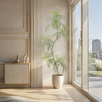 Jacaranda artificiel Garvee, lot de 2, 2 m (6,6 pi) avec feuilles réalistes, idéal pour le bureau et le salon. Entretien facile. Couleur verte.