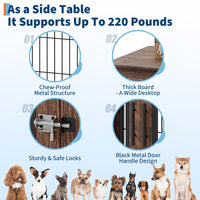 Garvee Cage pour chien style farmhouse taille moyenne, meuble d’appoint en bois robuste avec doubles portes, niche intérieure anti-mordillage pour petit/moyen chien, salon