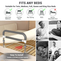Barrière de lit Garvee pour seniors, réglable en hauteur, gris et blanc, 64 x 55 x 36,5 à 43,5 cm, protection antichute, robuste et sûre