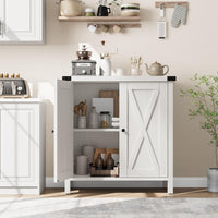 Garvee buffet de style campagne avec 2 portes, étagères réglables, MDF, blanc, pour le salon et la salle à manger, robuste et polyvalent, 76 × 40 × 80 cm