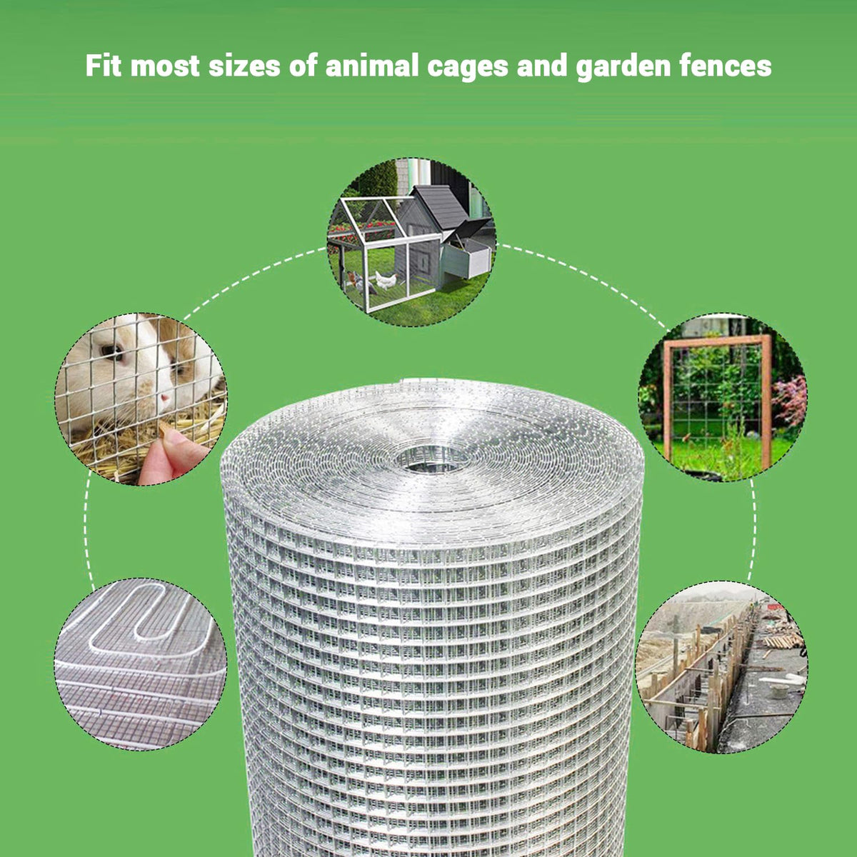 Garvee grillage métallique maille 6,4 mm, 99 cm × 25 m, acier galvanisé, pour jardin et enclos d’animaux