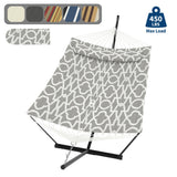 Garvee Hamac Double 2 Personnes Avec Support Robuste, Capacité 204 kg, Oreiller Confort, Pour Jardin Et Piscine, Tissu Résistant, Corde d'Équilibre - Gris clair