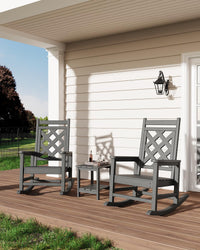 Fauteuil à bascule Adirondack surdimensionné Garvee, en PEHD résistant aux intempéries, pour terrasse, jardin, piscine, capacité de charge de 172 kg, structure en bois