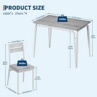 Ensemble de salle à manger Garvee pour 4 personnes, table carrée avec 4 chaises rembourrées, MDF et métal, gain de place et stable, pour les petites pièces et les cuisines.