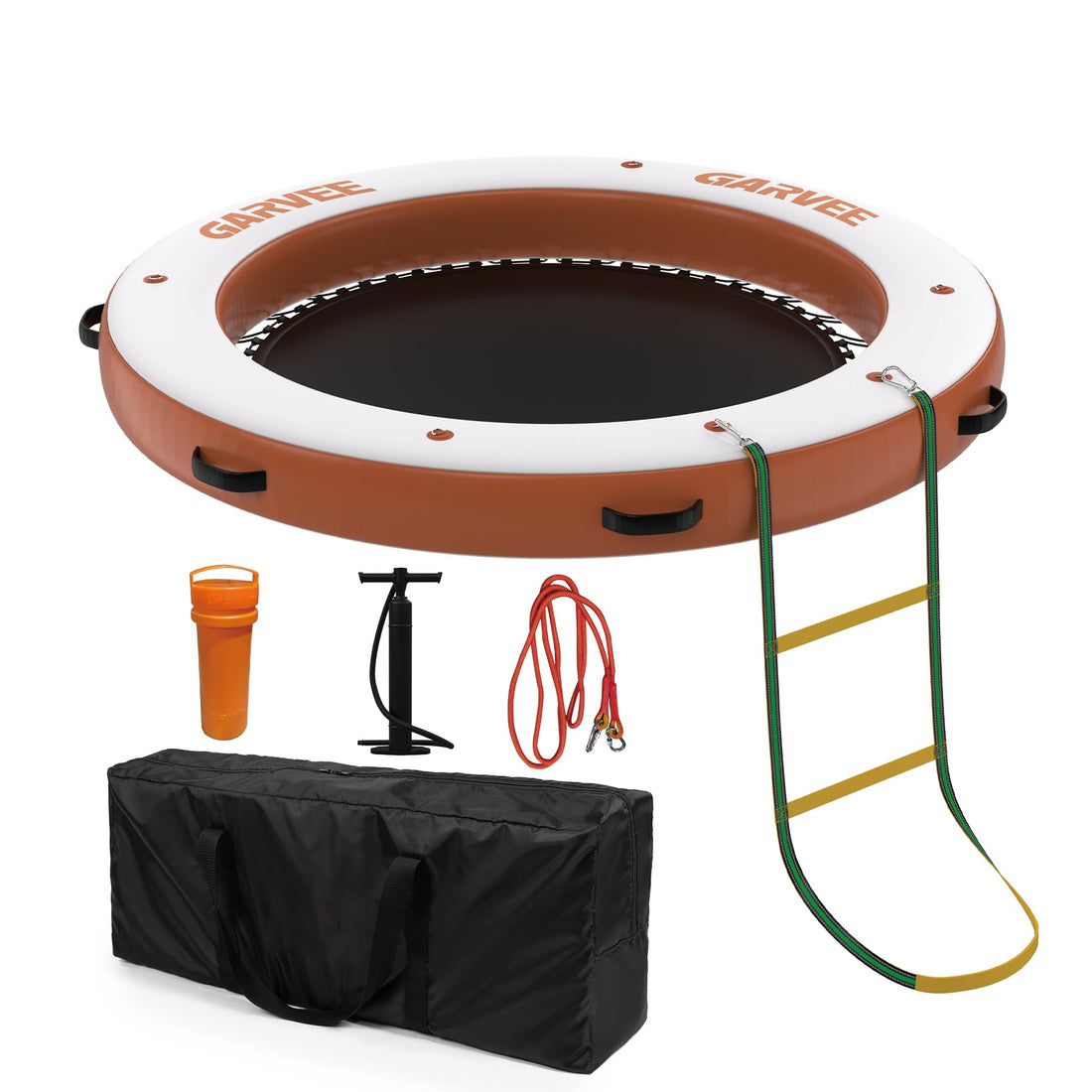 Hamac gonflable aquatique Garvee, ponton flottant en filet, 3 m/2,4 m, PVC 2700 g/m², résistant aux UV, 8 anneaux en acier inoxydable, idéal pour les fêtes au bord de la piscine ou du lac, plusieurs couleurs