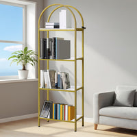 Garvee étagère à 4 niveaux avec arche, structure en métal, robuste, idéale pour le salon et le bureau, 183 × 61 × 30 cm, design moderne