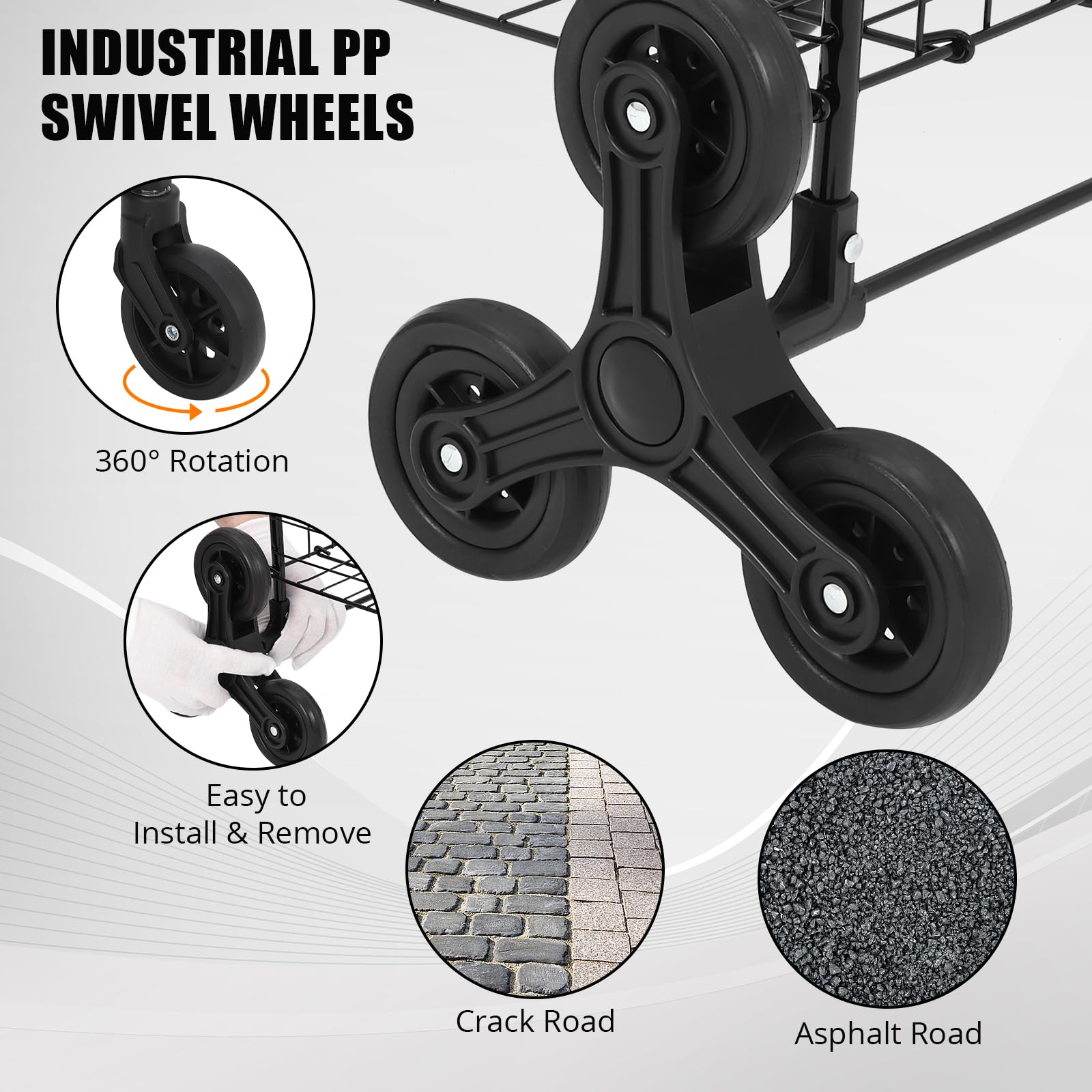 Chariot de courses pliable Garvee, capacité de 50 kg, avec roues pour monter les escaliers, idéal pour les courses et les voyages, capacité de 83 litres, structure en métal, pliable