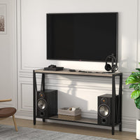 Garvee Console d’entrée industrielle 2 niveaux, table étroite 109 cm avec rangement, design en V, idéale pour entrée, salon et couloir, gris.