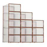 Garvee Boîtes de rangement plastique transparentes grandes avec couvercles durables pour chaussures jouets sous le lit très grand format clair, marron - Marron