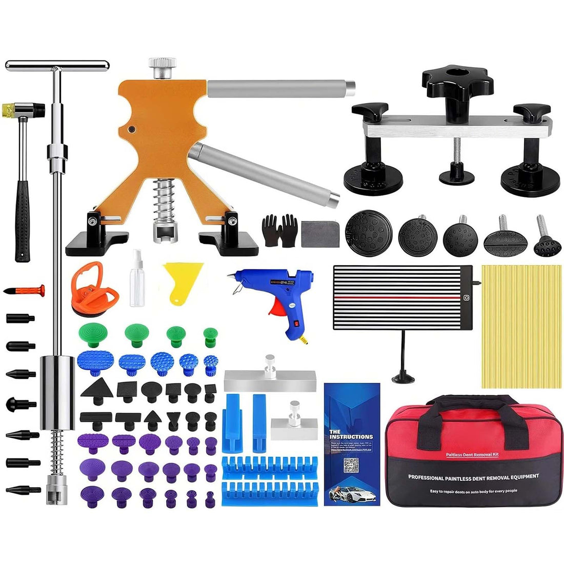 Kit de débosselage sans peinture Garvee – Circuit imprimé LED, maillet en caoutchouc et accessoires pour carrosserie, compact, multicolore