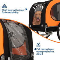 Garvee Remorque vélo pour chien jusqu’à 40 kg, toile Oxford 600D résistante aux intempéries, drapeau inclus, pour grands chiens 56–71 cm, orange