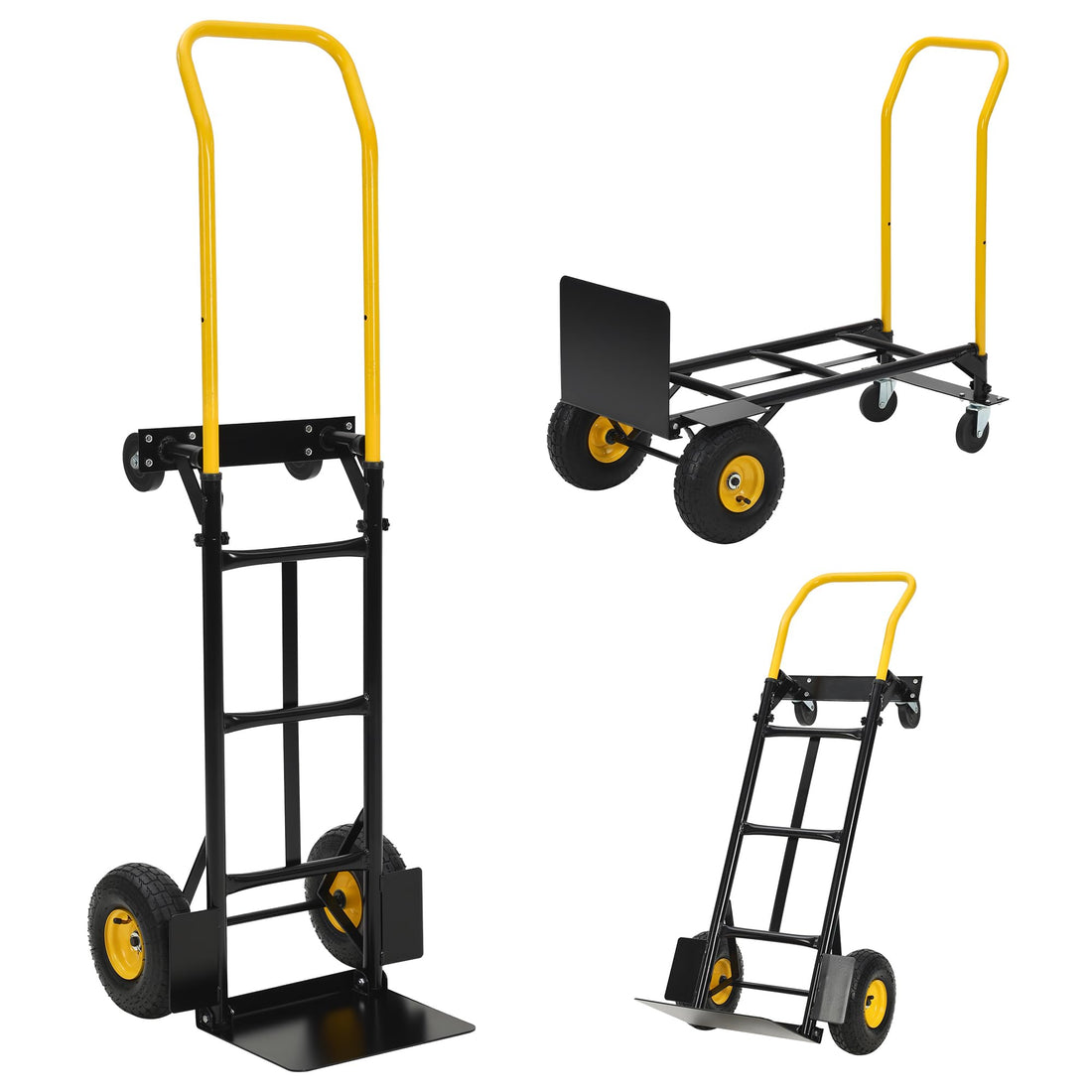 Garvee Diable Convertible 2 en 1, Charge Maximale 363 kg, Acier Renforcé, Roues Anticrevaison, Pliable pour Déménagement, Usage Industriel et Professionnel