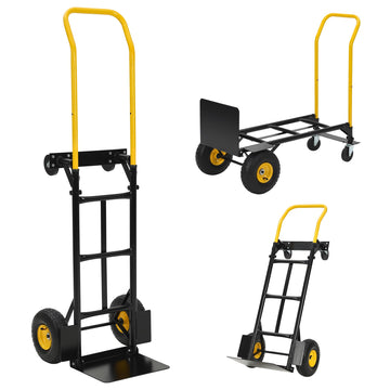 Garvee Diable Convertible 2 en 1, Charge Maximale 363 kg, Acier Renforcé, Roues Anticrevaison, Pliable pour Déménagement, Usage Industriel et Professionnel