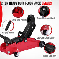 Cric hydraulique Garvee 2T, capacité de levage de 2 tonnes (4 400 lb), acier, avec sac de transport, pour voitures et VUS, hauteur de levage de 8,5 à 33 cm (3,35 à 13 pouces).