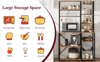 Garvee étagère de boulangerie avec prises électriques, support micro-ondes à 7 niveaux, structure en métal, étagères en bois, 90 × 40 × 178 cm, polyvalente et stable, rouge
