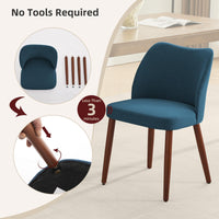Garvee Ensemble de 2 chaises de salle à manger, lin, pieds en bois, dossier à oreilles, bleu, cuisine et salon, confortables et stables