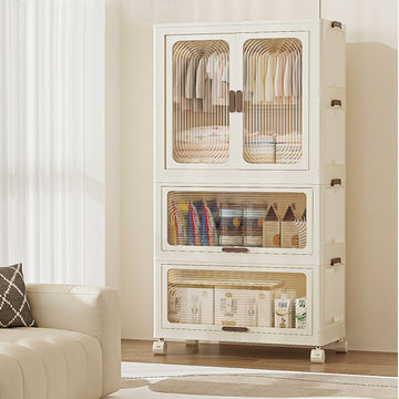 Armoire pliable Garvee, en plastique, grande capacité, roulettes pivotantes à 360°, empilable, imperméable, pour chambre et salon, 70 x 41,5 x 154,4 cm