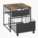 Garvee support réfrigérateur 56 × 56 cm avec tiroirs métalliques, cadre acier, roulettes verrouillables, espace compact cuisine noir - Brun