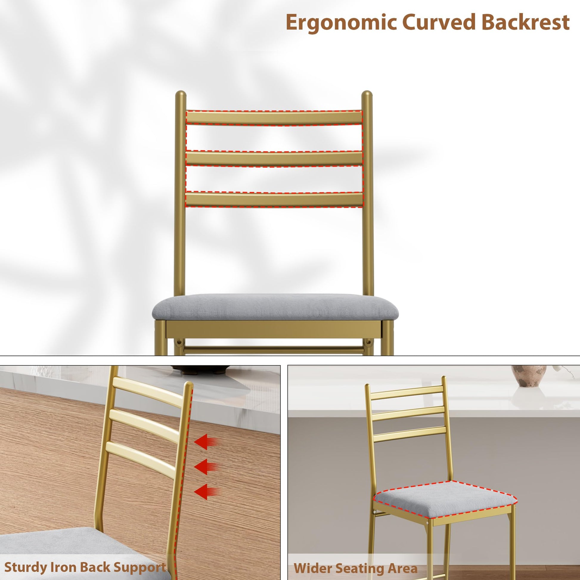 Ensemble de 2 tabourets de bar Garvee de 57 cm (22,4 po), chaises de salle à manger en métal, assise rembourrée en cuir PU de 40,6 cm (16 po), couleur or, pour restaurant et maison