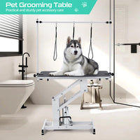 Table de toilettage Garvee pour animaux de compagnie, réglable en hauteur, robuste, avec bras de suspension et sangle pour chiens et chats, 110 x 60 cm, noire