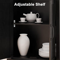 Garvee bibliothèque de style campagne avec portes, 5 niveaux, grand espace de rangement, MDF, salon, bureau, 31 cm (P) × 62 cm (L) × 175 cm (H)