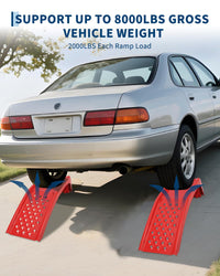 Ensemble de rampes de levage Garvee pour voiture, capacité de 3630 kg (8000 lb), 2 rampes en acier, hauteur de levage de 20 cm (8 po), antidérapantes, robustes, rouges, 91 x 33 x 23 cm (36 x 13 x 9 po), pour atelier et garage