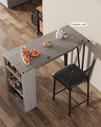 Ensemble table de bar extensible Garvee pour 2 à 4 personnes avec coussins de 40 cm de large, structure robuste en MDF, espace de rangement, gris, idéal pour les petits appartements
