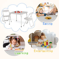 Ensemble table et chaises pliantes pour enfants Garvee, structure en métal, revêtement en PU, beige, pour manger et jouer