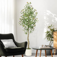 Garvee Olivier Artificiel 150 cm avec Pot Lesté en Ciment, Branches Ajustables, Décoration Intérieure pour Maison et Bureau