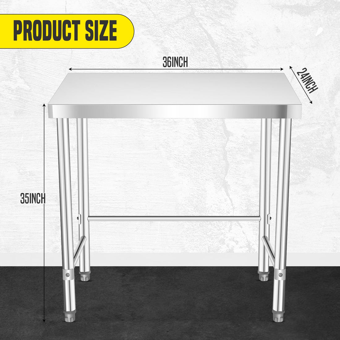 Garvee table de travail en acier inoxydable, 91 × 61 × 89 cm, conception robuste, mobile et fixe, pour cuisine et restaurant
