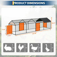 Poulailler Garvee grand format 406 x 101,6 x 101,6 cm – 4 portes, acier galvanisé, résistant aux intempéries et sécurisé