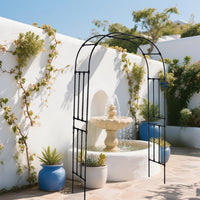 Garvee Arche de jardin en acier noir robuste, treillis pour plantes grimpantes, mariage, fête, décoration extérieure, pelouse, terrasse et allée