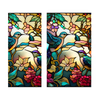 Film adhésif statique en PVC Garvee Retro, motif colibri et fleurs, protection UV, 45 x 100 cm, pour la décoration de douches et de fenêtres.