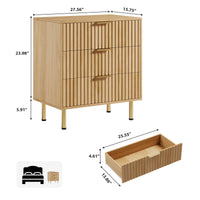 Meuble TV Garvee pour chambre, style moderne cannelé, 3 tiroirs profonds, écologique, imperméable, rangement polyvalent, noir